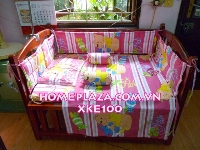 Chăn ga gối quây cũi gấu hồng XKE 100